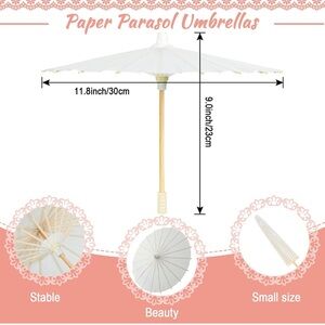 25 pack 11.8 inch White Paper Parasol Umbrella